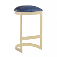 Manhattan Comfort BS006-BL Aura 28.54 in. Blue and Polished Brass Stainless Steel Bar Stool